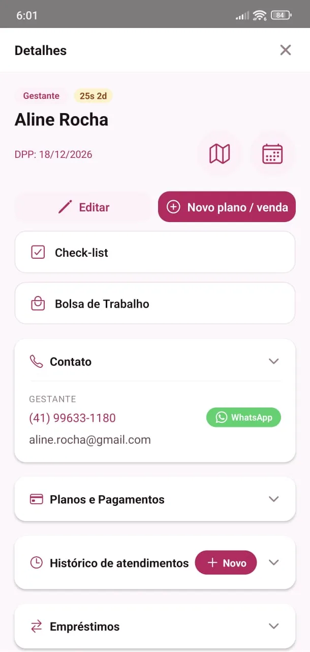 Cadastro da cliente