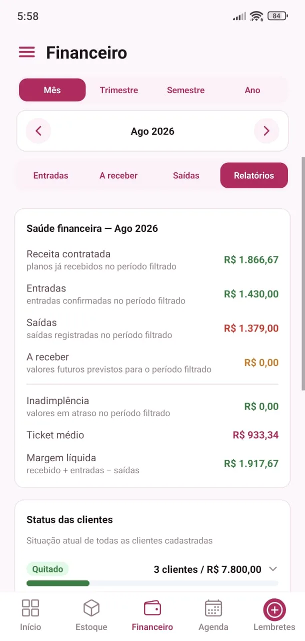 Tela Financeiro